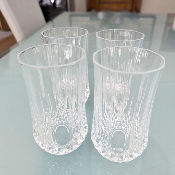 VTG 80s Longchamp Cristal D’Arques 12oz Crystal Highball Water Glasses Set of 4 - Picture 4 of 12